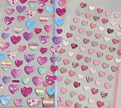 【迅速発送】ネイルシールネイルステッカー 3d ハート リボン カラフルな 5D ネイルアート 可愛いシール ネイル/フェイス/スマホケース/ハンドメイドアイテム/カードのDIYに 初心者に最適 （ハート+リボン ）