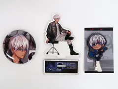 3点セット にじさんじ 2時だとか イブラヒム 狂騒RIOT 特典/ヘアクリップ・アクリルスタンド・缶バッジ