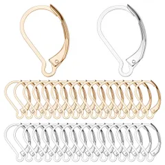 【迅速発送】SUNNYCLUE　60個2色　304ステンレス　レバーバック　ピアス　パーツ　フープピアス　パーツ　フレンチ　イヤリング　フック　パーツ　フレンチフック　フープ　ピアス　パーツ　イヤーワイヤー　レバーバック　イヤーワイヤー　フランス式　ループ付き