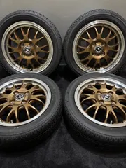 ★群馬県発 S-HOLD ゴールド ホイール 14×5J 4H-100 PIRELLI DRAGON 165/55R14 2015年製 売り切り!! S-HOLD(エスホールド) S-8M 6Jx16 +45 4⁄100 ポリッシュ系