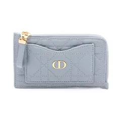 ディオール Dior コインケース CARO カロ コスモス S5131UWHC_M81B ブルーグレー レザー Caro Cosmos ジップ カードホルダー レディース Used A