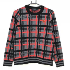 【超美品】パーリーゲイツ セーター 黒×グレー チェック ウール混  レディース 1(M) ゴルフウェア PEARLY GATES