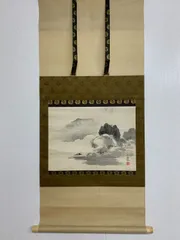 掛け軸　川崎小虎？　笹に叭々鳥　　ばらに雀　秋の月　3本 掛け軸 川崎小虎？ 笹に叭々鳥 ばらに雀 秋の月 3本