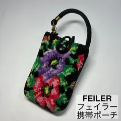 FEILER/フェイラー/携帯ポーチ/スマホポーチ/ミニポーチ/花柄/ブラック　　　【A360】
