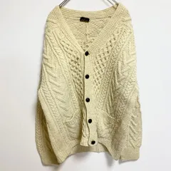 【3点以上まとめ買いで20%OFF】古着 used　GAELTARRA　長袖フィッシャーマンニットカーディガン　セーター　アランニット　白　ホワイト　ヴィンテージ