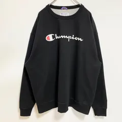 【3点以上まとめ買いで20%OFF】古着 used　Champion　チャンピオン　長袖プリントスウェット　トレーナー　黒　ブラック　ビッグシルエット　2XLサイズ
