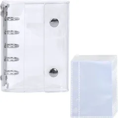 JP Number シール帳 透明 クリア バインダー 5穴 M5 はがせる 台紙 手帳 両面リフィル10枚セット