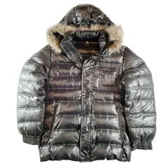 adidas 肉厚ダウン ジャケット y2k テカテカ 光沢 ブラック 00s 90s ファー archive グランジ ヴィンテージ