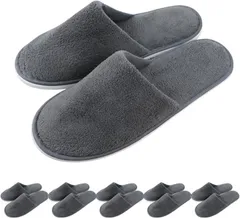 JP Number 使い捨てスリッパ 室内 高級 ホテル仕様 来客用 厚底 前閉じ 個包装 6足セット (グレー,  Free Size)