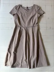 ト2511-①-5339 ナチュラルビューティーベーシック　半袖ワンピース　ベージュ　M