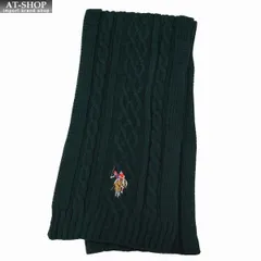 ポロ マフラー U.S. POLO ASSN メンズ レディース ニットマフラー USPA-2014 447312 グリーン 2024AW 誕生日 プレゼント ギフト