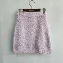 a144 ROLAROLA パープル ファー ミニスカート