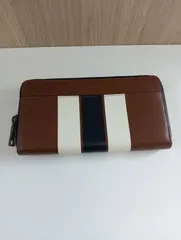 【中古品】 COACHコーチ ロゴ型押し マルチデザイン ラウンドジップ 長財布 F58109 茶ブラウン レザー ファッション小物 財布 現状品