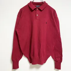 【3点以上まとめ買いで20%OFF】古着 used　Polo by Ralph Lauren　ポロバイラルフローレン　長袖ポロシャツニット　赤　Sサイズ