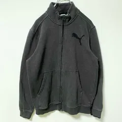 【3点以上まとめ買いで20%OFF】古着 used PUMA プーマ 長袖フルジップジャージスウェットパーカー　トレーナー　スポーティー　チャコールグレー　Ｍサイズ