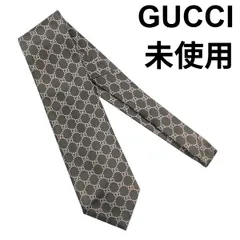 ● 未使用 グッチ GUCCI ネクタイ GGロゴ モノグラム ジャカード織り 総柄 カーキ ピンク シルク100％ メンズ 5E251
