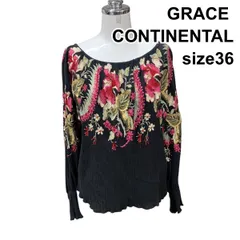 ◆ グレースコンチネンタル GRACE CONTINENTAL ブラウス 長袖 トップス プルオーバー 刺繍 黒 ピンク他 綿 36 S 7号 レディース H5Y016