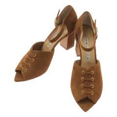 【美品】  PELLICO / ペリーコ | スエード レザー レースアップ ストラップ チャンキーヒール サンダル パンプス | 37 | ブラウン | レディース