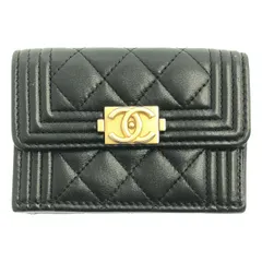 【美品】  CHANEL / シャネル | ボーイシャネル マトラッセ ココマーク スモールフラップ コンパクトウォレット 財布 | ブラック | レディース