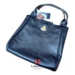 レディース フォーマルハンドバッグ　黒　ブラック　日本製　本革　シボ入りレザー　牛革　ゴールドエンブレム付き　入学式　卒業式　セレモニー