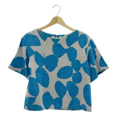 mina perhonen / ミナペルホネン | slow dance プリント プルオーバー 半袖ブラウス | 36 | グレー / ブルー | レディース