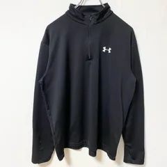 【3点以上まとめ買いで20%OFF】古着 used　UNDER ARMOUR アンダーアーマー　長袖ワンポイントロゴハーフジップジャージ　スポーティー　ブラック　黒