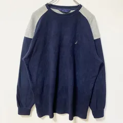 【3点以上まとめ買いで20%OFF】古着 used　NAUTICA ノーティカ　長袖フリーススウェット　プルオーバー　ワンポイントロゴ刺繍　ネイビー　Ｌサイズ