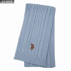 ポロ マフラー U.S. POLO ASSN メンズ レディース ニットマフラー USPA-2014 447427 ブルー 2024AW 誕生日 プレゼント ギフト