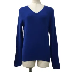 B&Y ユナイテッドアローズ BEAUTY&YOUTH ビューティー&ユース セーター ニット プルオーバー Vネック 無地 アンゴラ混 カシミヤ混 長袖 青 ブルー