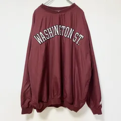 【3点以上まとめ買いで20%OFF】古着 used　RUSSELL ATHLETIC　長袖刺繍ナイロンプルオーバー　ウインドブレーカー　ワシントン　赤　4XLサイズ