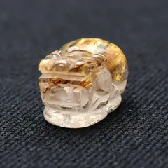 【艶やかな透明感と太金針の迫力】1点物　ゴールド　タイチンルチル　クォーツ　貔貅　ヒキュウ　【GHHKU4】3g　金運 商談 面接　交渉　勝負運　邪気払い　お守り　ご褒美　天然石ビーズ　貫通穴あり　ルチルクォーツ　効果 天然石の卸　京の蔵