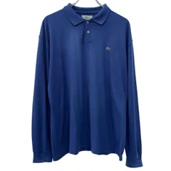 LACOSTE 長袖 ラガーシャツ XL ダークブルー ラコステ ハーフボタン コットン100% 刺繍ロゴ 無地 シンプル 無地ラガー 春物 a710-7129