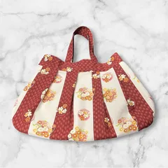 和風花柄のギャザーたっぷりバッグ