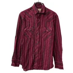 Wrangler 長袖 ウエスタンシャツ M ワインレッド ラングラー ストライプ スナップボダン 胸ポケット トップス 春物 a710-7142のサムネイル