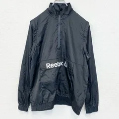 【3点以上まとめ買いで20%OFF】古着 used　Reebok　アノラックパーカー　長袖ナイロンプルオーバー　ロゴプリント　アウトドア　２way　黒　XXLサイズ