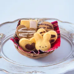 かご付き♡うさぎのフェルトクッキー6個セット／Hearthside Cookies