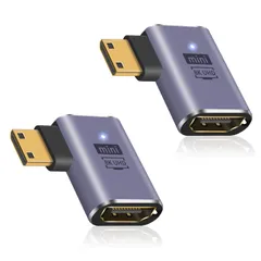 【迅速発送】Duttek L字型HDMIミニHDMI変換アダプタ 8K HDMIミニ HDMI2.1変換アダプター Mini HDMI(オス) to HDMI(メス) 延長アダプタ金メッキコネクタ 8K@60Hz 4K@144Hz 2K@240Hz HD