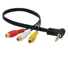 [Fast Shipping] CERRXIAN 3.5mm 4-pole mini plug (L-shaped plug, male) to RCA (red, white, yellow) female cable, AV cable conversion, AV input conversion cable, stereo audio video AV adapter cable, for HDTV, MP3, MP4 (18 IN/50CM - Black)