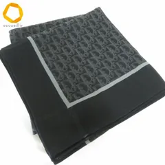 #wxe クリスチャンディオール ChristianDior ストール ショール 大判 黒 グレー 総柄 トロッター ヴィンテージ レディース [957307] k01