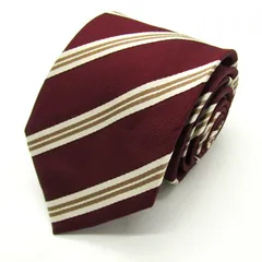 ビームスハート ブランド ネクタイ ストライプ柄 シルク PO メンズ ワインレッド BEAMS HEART 【中古】