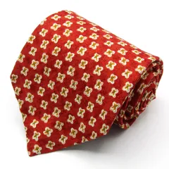 バリー ブランド ネクタイ 小紋柄 花柄 シルク イタリア製 PO メンズ レッド BALLY 【中古】