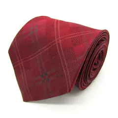 ダンヒル ブランド ネクタイ チェック柄 シルク イギリス製 PO メンズ レッド Dunhill 【中古】