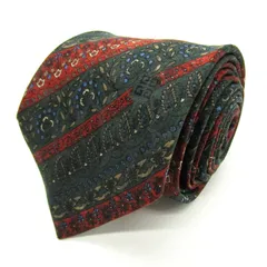 ジバンシィ ブランド ネクタイ 4Gロゴ ストライプ柄 ペイズリー 花柄 シルク PO メンズ グリーン GIVENCHY 【中古】