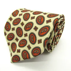 ジェイプレス ブランド ネクタイ ペイズリー柄 小紋柄 シルク PO メンズ イエロー J.PRESS 【中古】