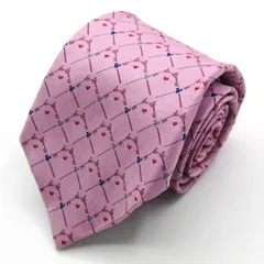 ディズニー ブランド ネクタイ ミッキーマウス 小紋柄 格子柄 ハート 鍵 PO メンズ ピンク Disney 【中古】