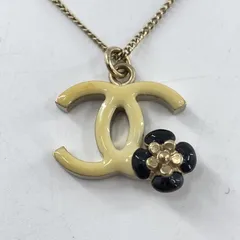 【中古】CHANEL ココマーク カメリアネックレス アイボリー ブラック ゴールド シャネル[10]