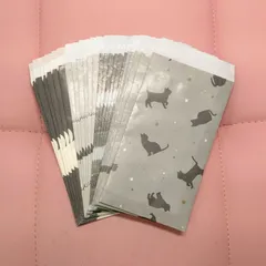 ポチ袋 ミニ封筒 シック 猫 チェック 花柄 黒 グレー 24枚セット