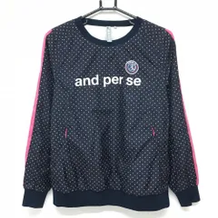 アンパスィ スニード ネイビー×白 ドット 蓄熱裏地 ブルゾン レディース M ゴルフウェア and per se