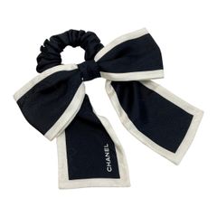CHANEL シャネル リボン シュシュ カメリア ブラック×ホワイト シルク