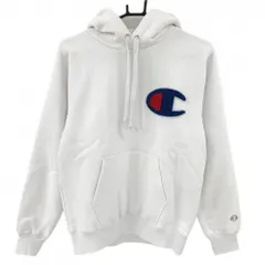 【新品】チャンピオン パーカー 白×ブルー 裏起毛 ビッグロゴ スウェット メンズ MEDIUM ゴルフウェア Champion